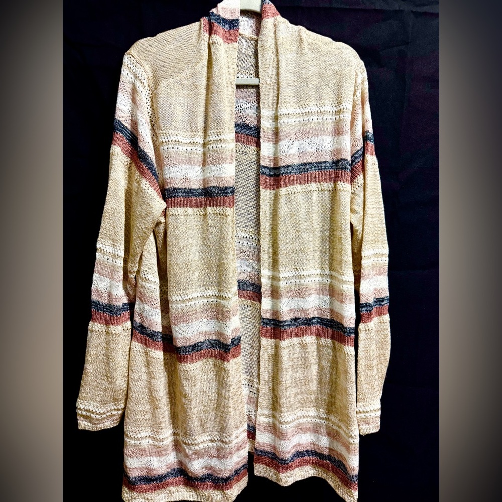 Striped Open-Front Cardigan Sweater